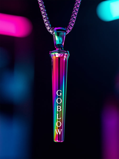 GoBlow Rainbow pendant — nightclub pink blue neon lifestyle