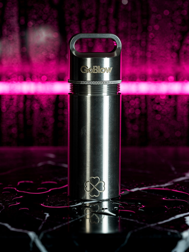 GoBlow Stacks Single — top-down view, modular pendant vault designed for everyday carry