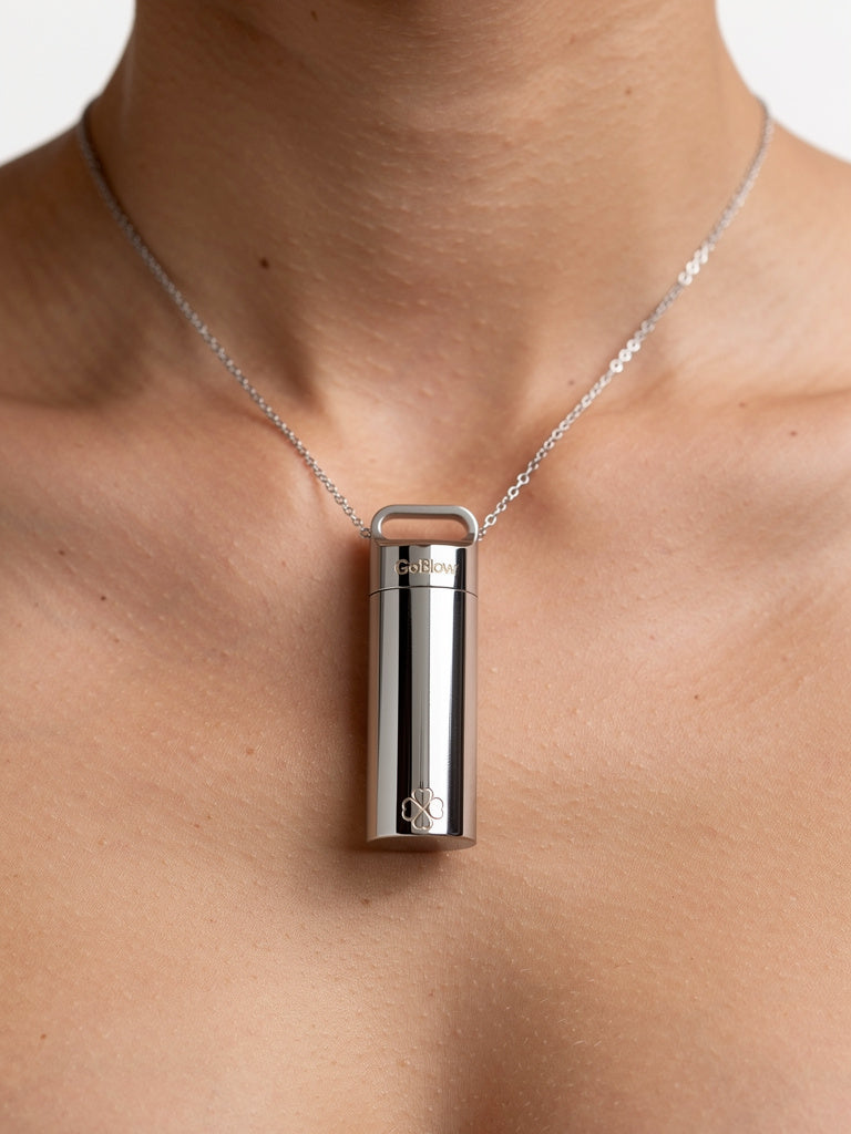 GoBlow Stacks Single — lifestyle setting, brushed steel pocket-sized utility vault designed in Melbourne