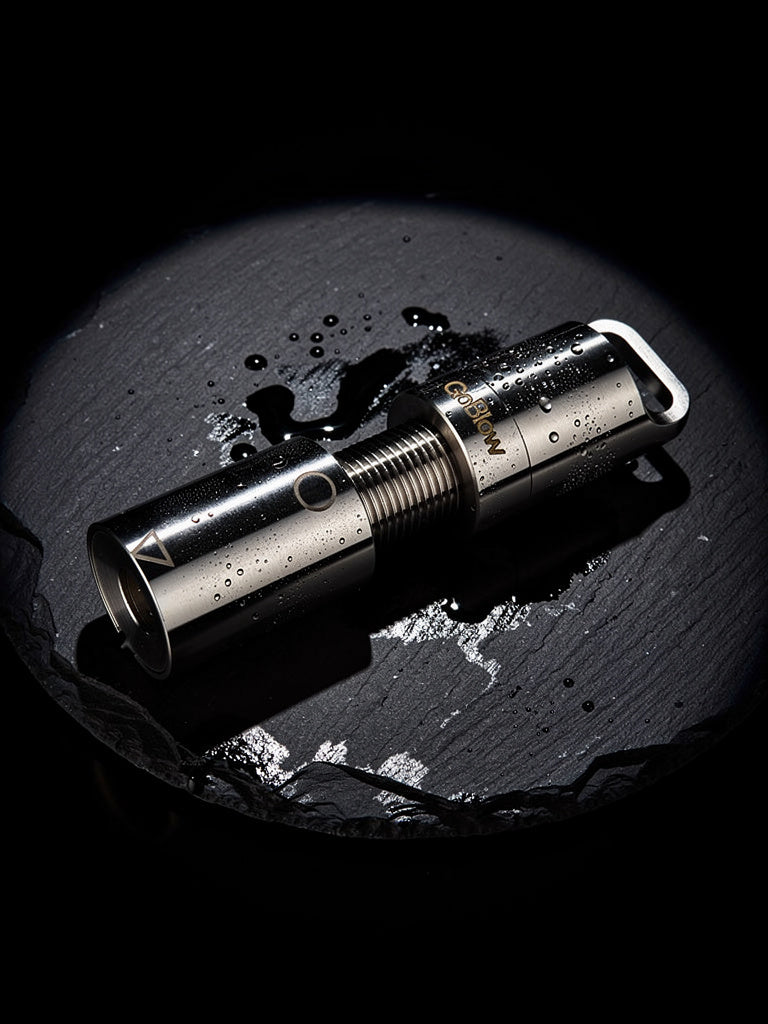 GoBlow Stacks Double — top-down composition, modular two-section stainless vault