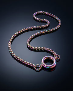 GoBlow Necklace Rainbow — dark hero — machined stainless EDC capsule pendant