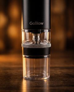 GoBlow Precision Device grind chamber macro — machined stainless EDC capsule pendant