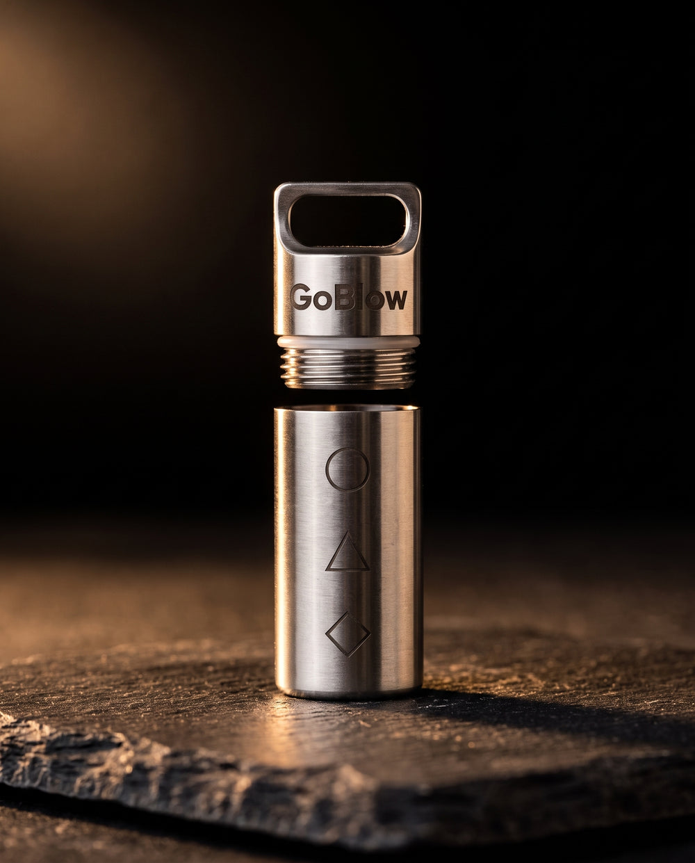 GoBlow Stacks — threaded joint detail, twist closed