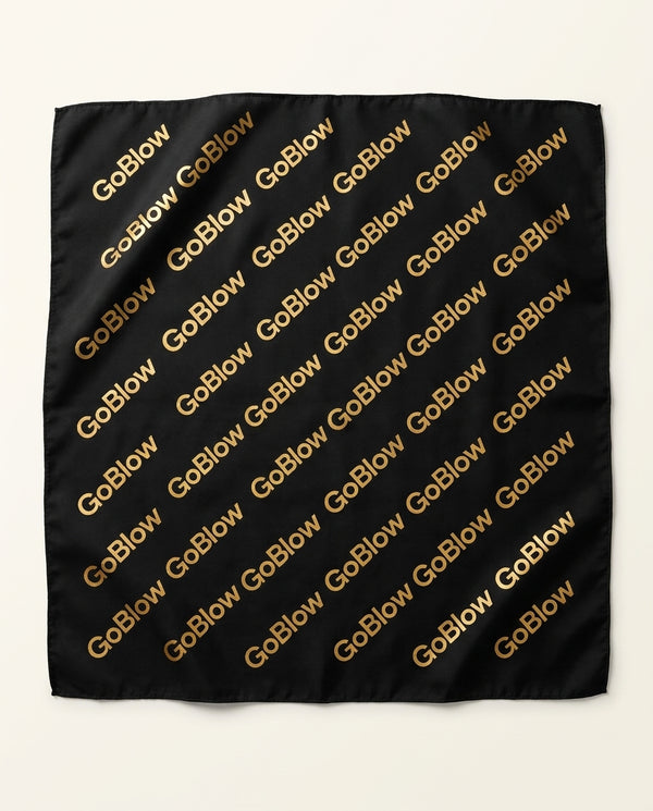 The Bandana — Black with gold GoBlow monogram print