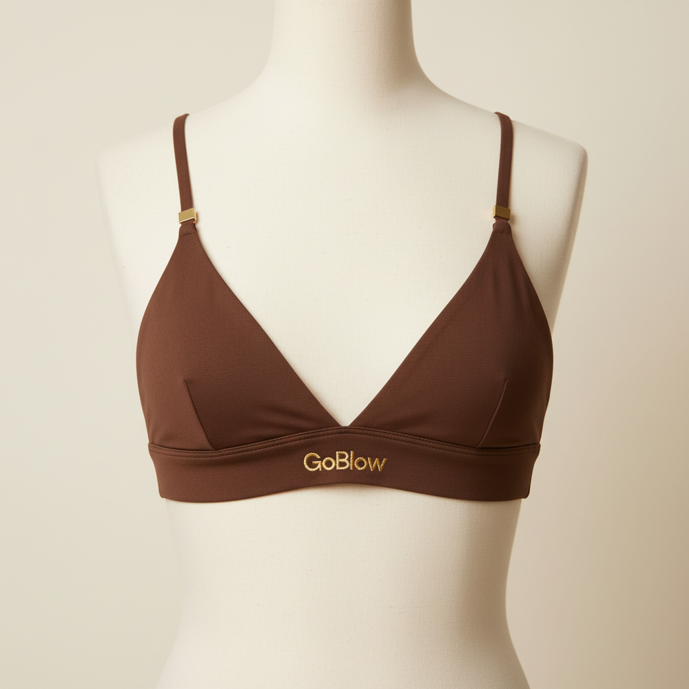 The Festival Bralette — Chocolate, front