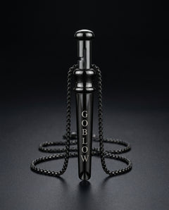 GoBlow Pendant MKII in Black, studio hero — machined stainless EDC capsule pendant