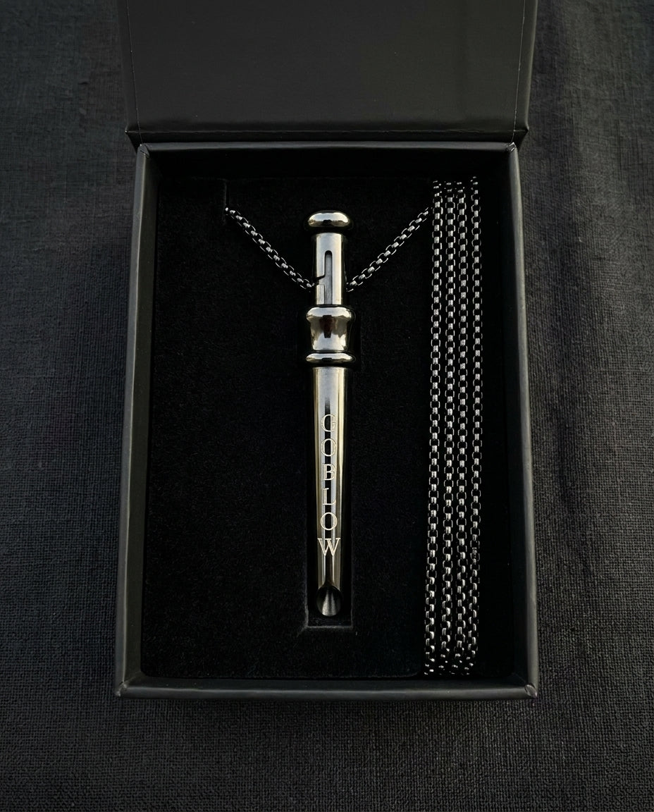 GoBlow Pendant MKII in Black, in its gift box