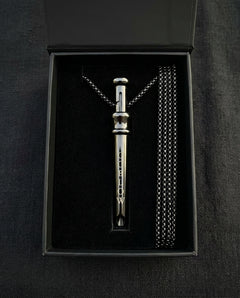 GoBlow Pendant MKII in Black, in its gift box — machined stainless EDC capsule pendant
