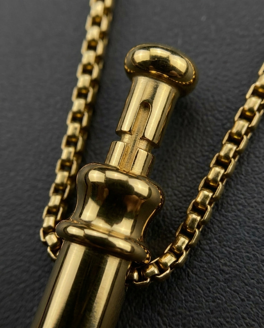 GoBlow Pendant MKII in Gold, macro of the bayonet slot