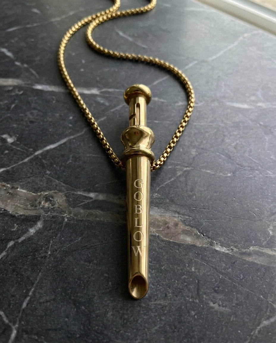 GoBlow Pendant MKII in Gold, on marble