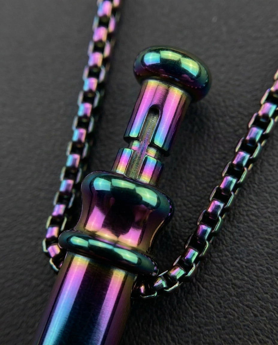 GoBlow Pendant MKII in Rainbow, macro of the bayonet slot