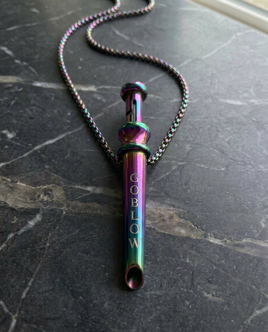 GoBlow Pendant MKII in Rainbow, on marble