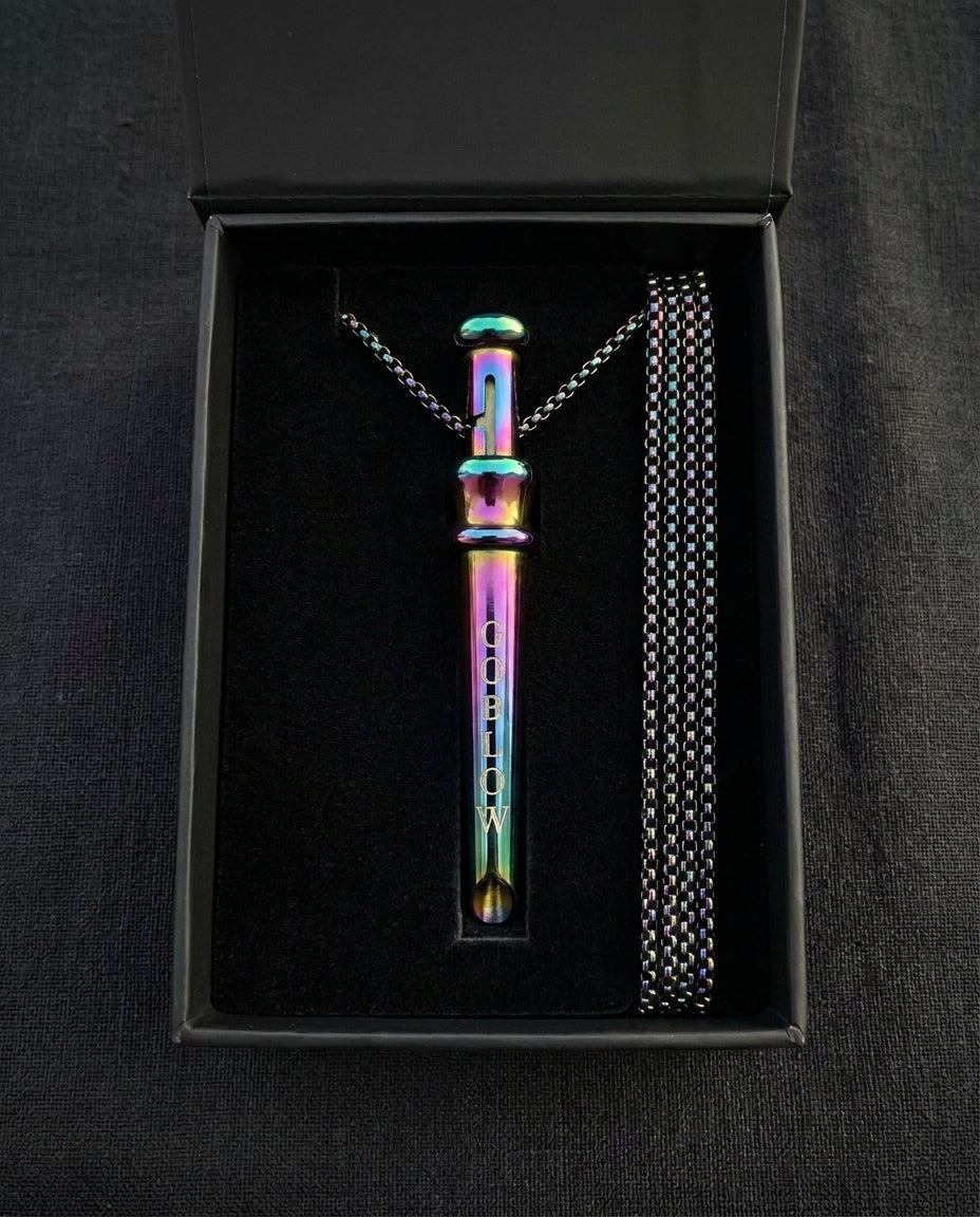 GoBlow Pendant MKII in Rainbow, in its gift box