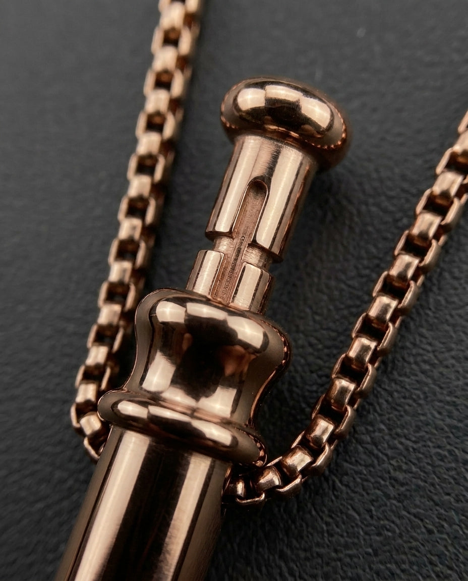 GoBlow Pendant MKII in Rose Gold, macro of the bayonet slot