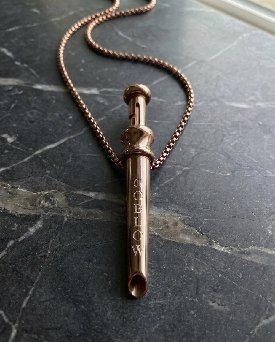 GoBlow Pendant MKII in Rose Gold, on marble