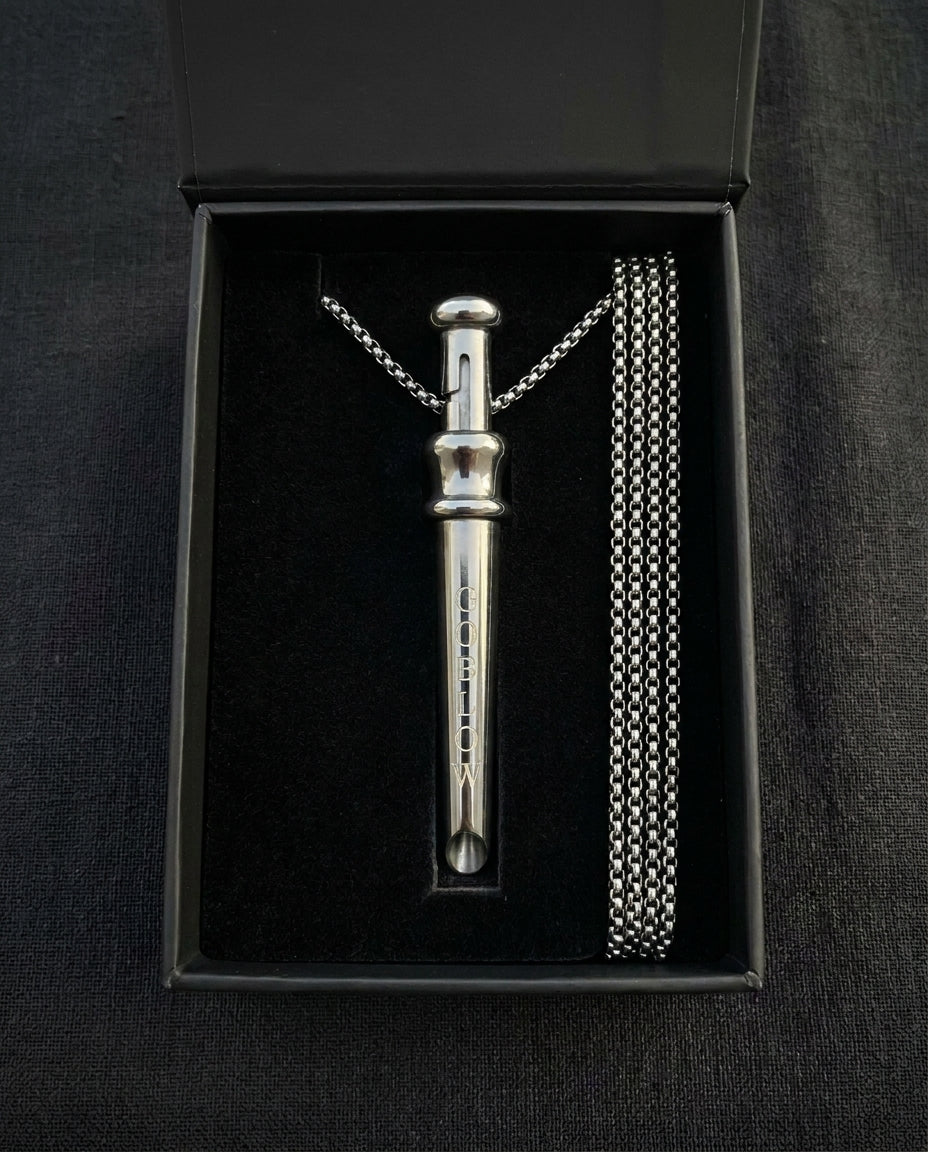 GoBlow Pendant MKII in Steel, in its gift box