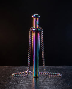 GoBlow MKII Rainbow — front — machined stainless EDC capsule pendant