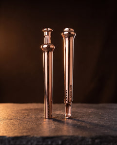 GoBlow MKII Rose Gold — front and scoop view — machined stainless EDC capsule pendant