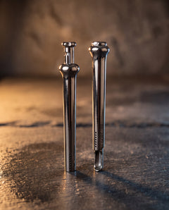 GoBlow MKII Steel — front and scoop view — machined stainless EDC capsule pendant